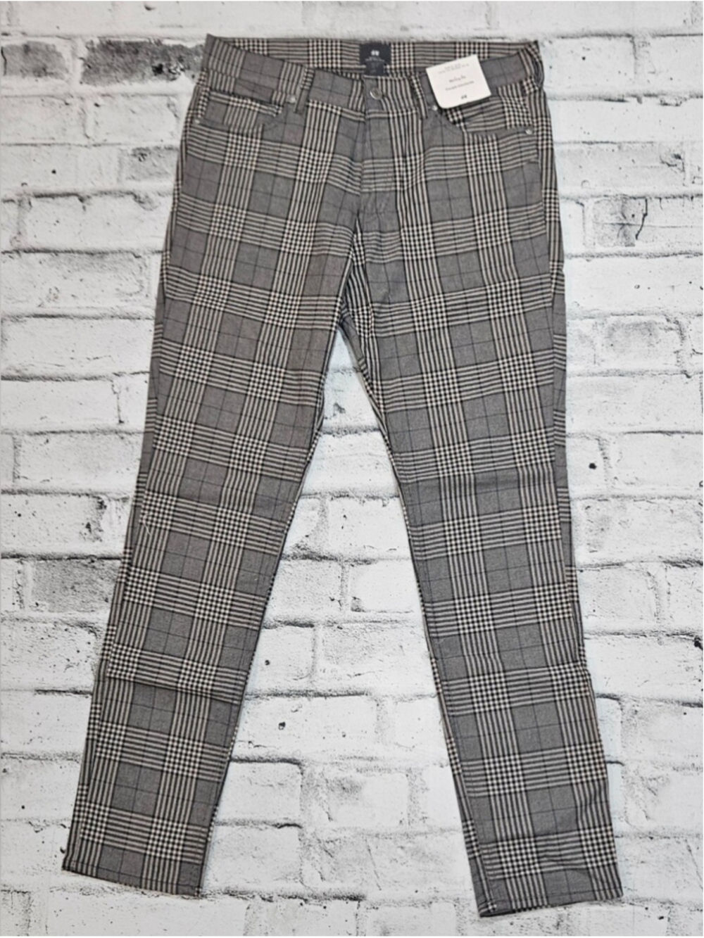 H&M Skinny Fit Plaid Pants Check Men's Size 32 -NWT